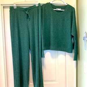 Pink Rose High Waist Pants and sweater pajamas/loungewear XL